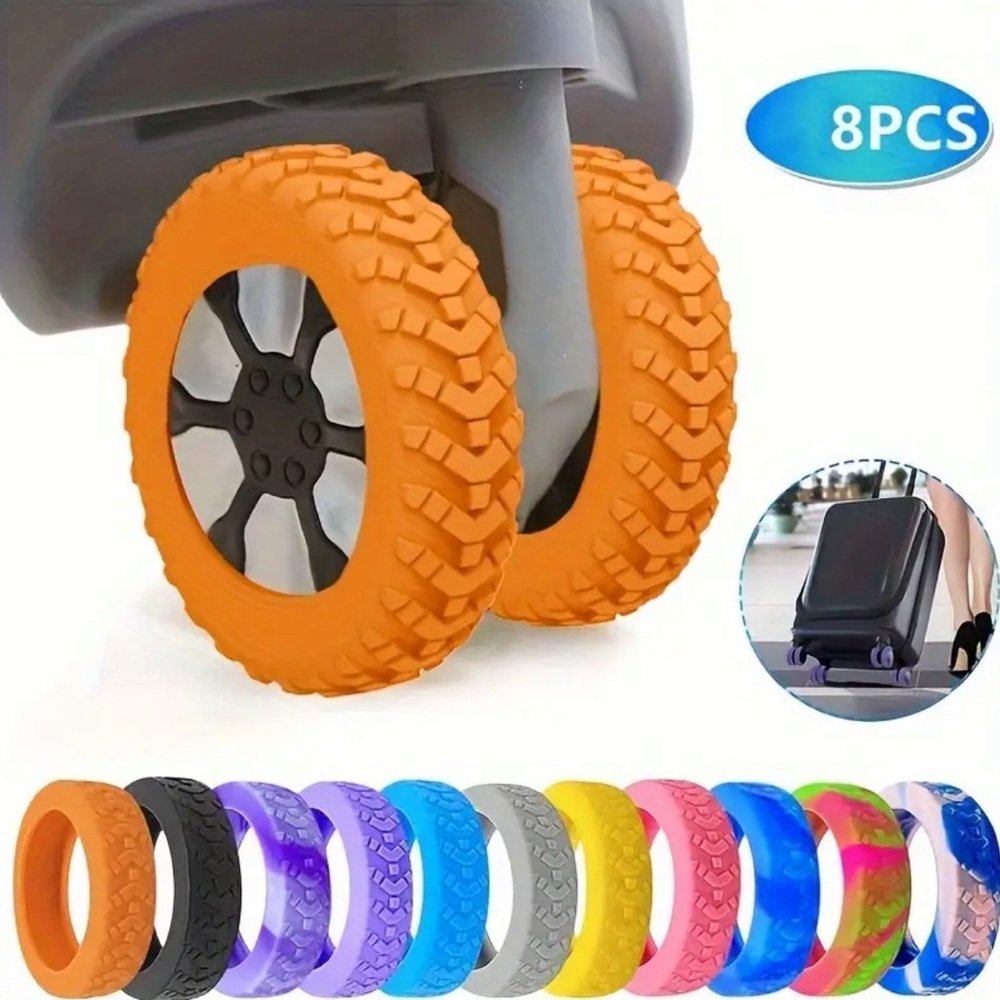 8pcs HOT PINK SILICONE LUGGAGE WHEEL PROTECTORS